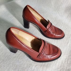 Chunky heel penny loafers